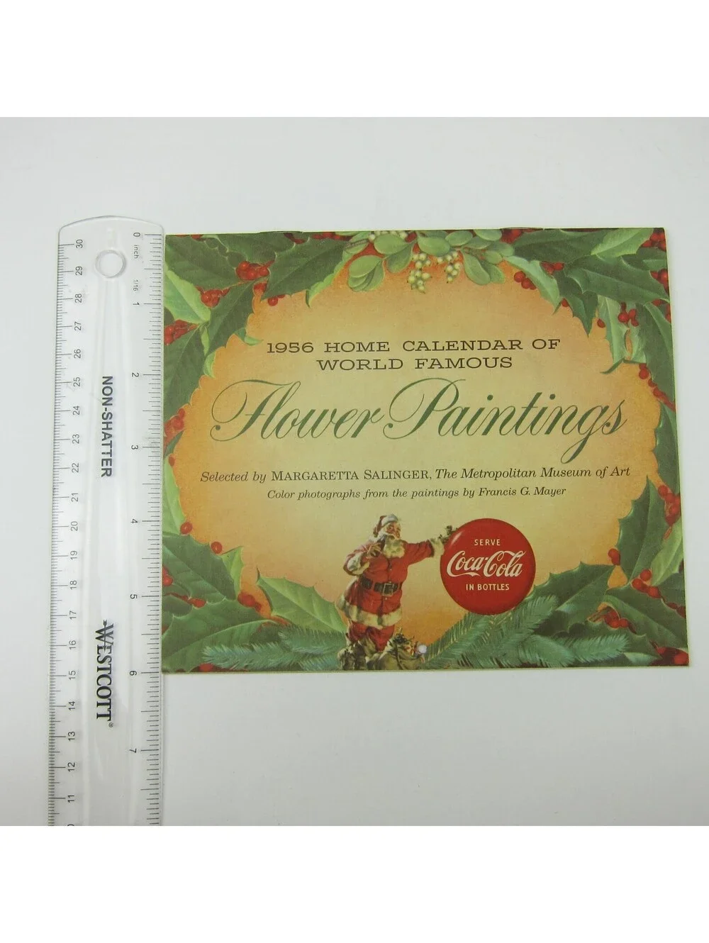 Coca Cola Advertising Wall Calendar Vintage 1956 Famous Flower Paintings